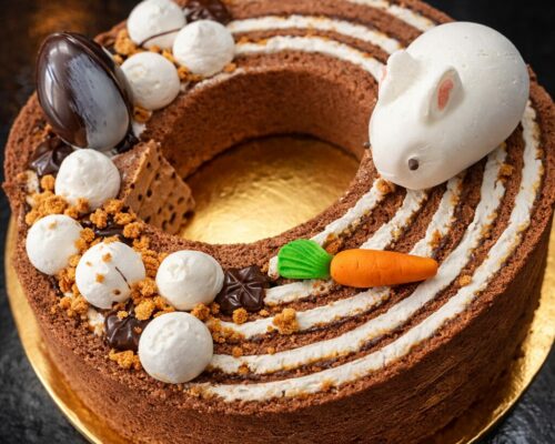 dessert au chocolat en forme de nid